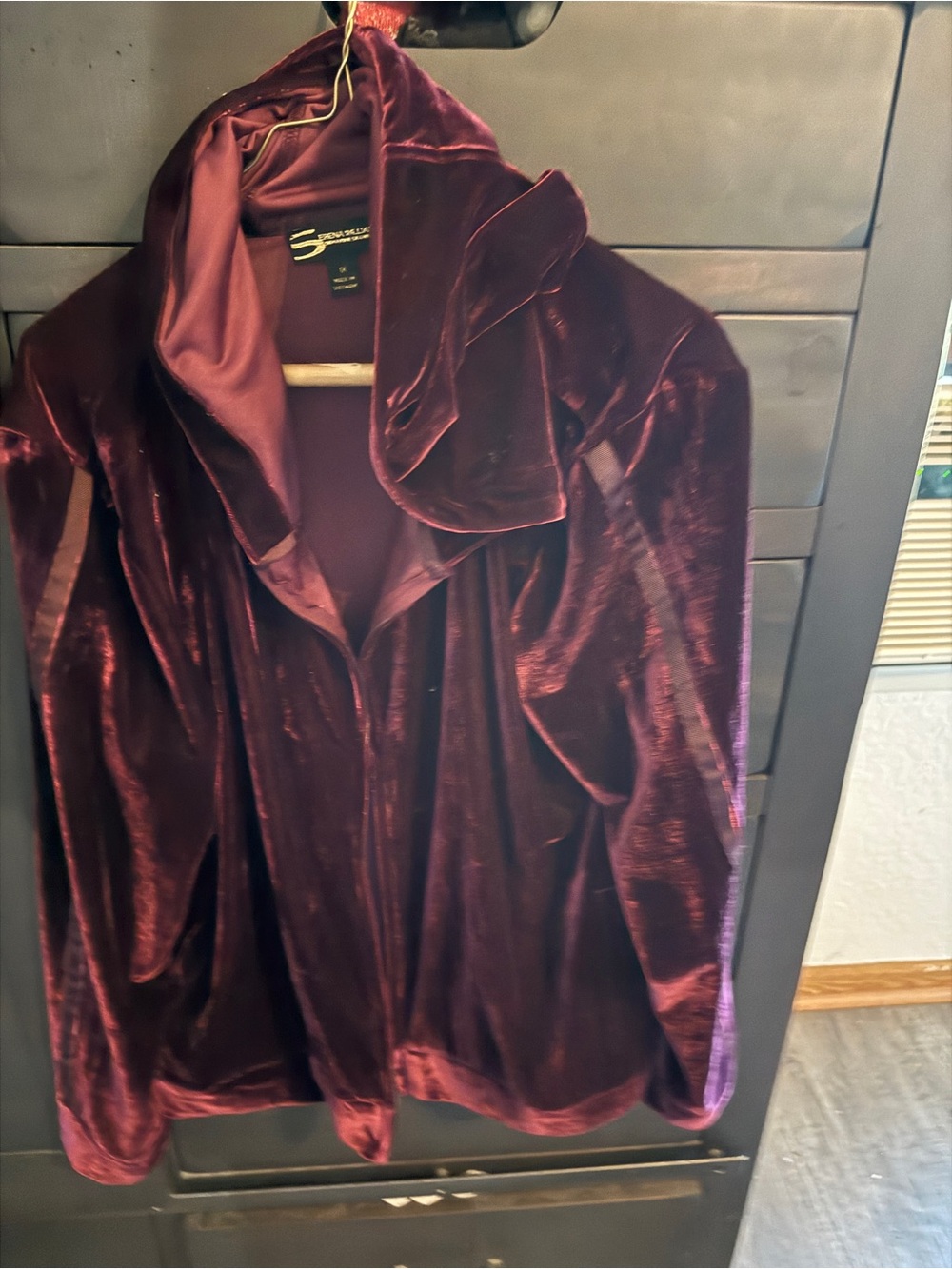 Serena Williams Velvet Blazer in Deep Burgundy